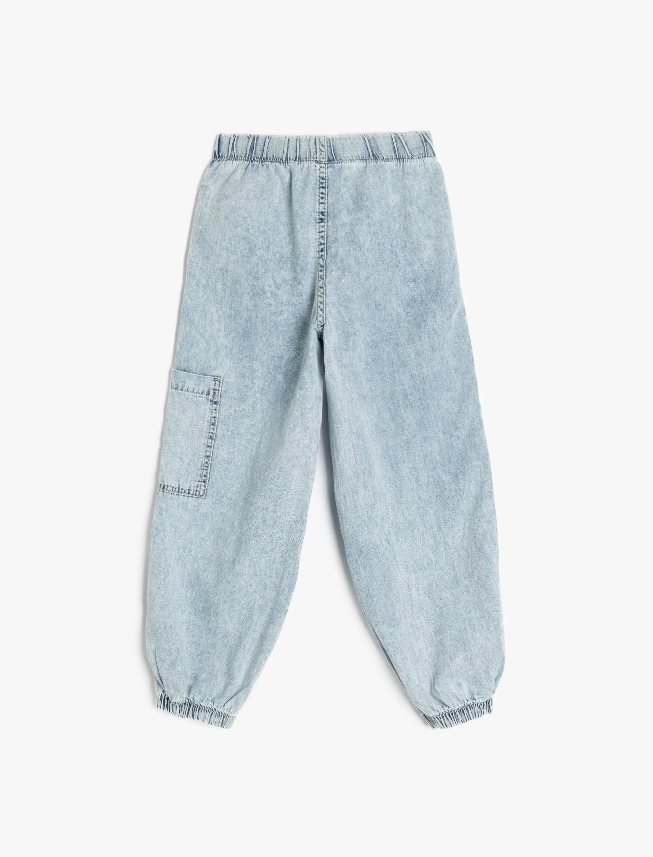  Erkek Çocuk Beli Lastikli Pamuklu Paraşüt Bol Kalıp Denim Pantolon