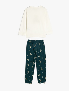 Teddy Bear Baskılı Uzun Kollu Pamuklu Pijama Takımı_1
