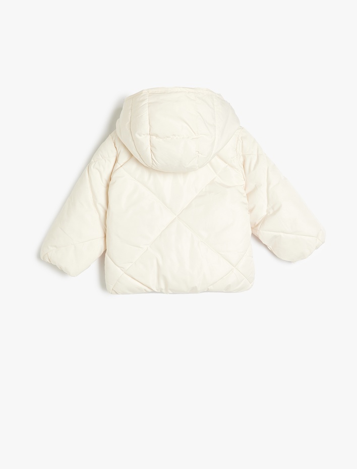 Kız Bebek Çıtçıt Detaylı Kapitone Kapşonlu Mont
