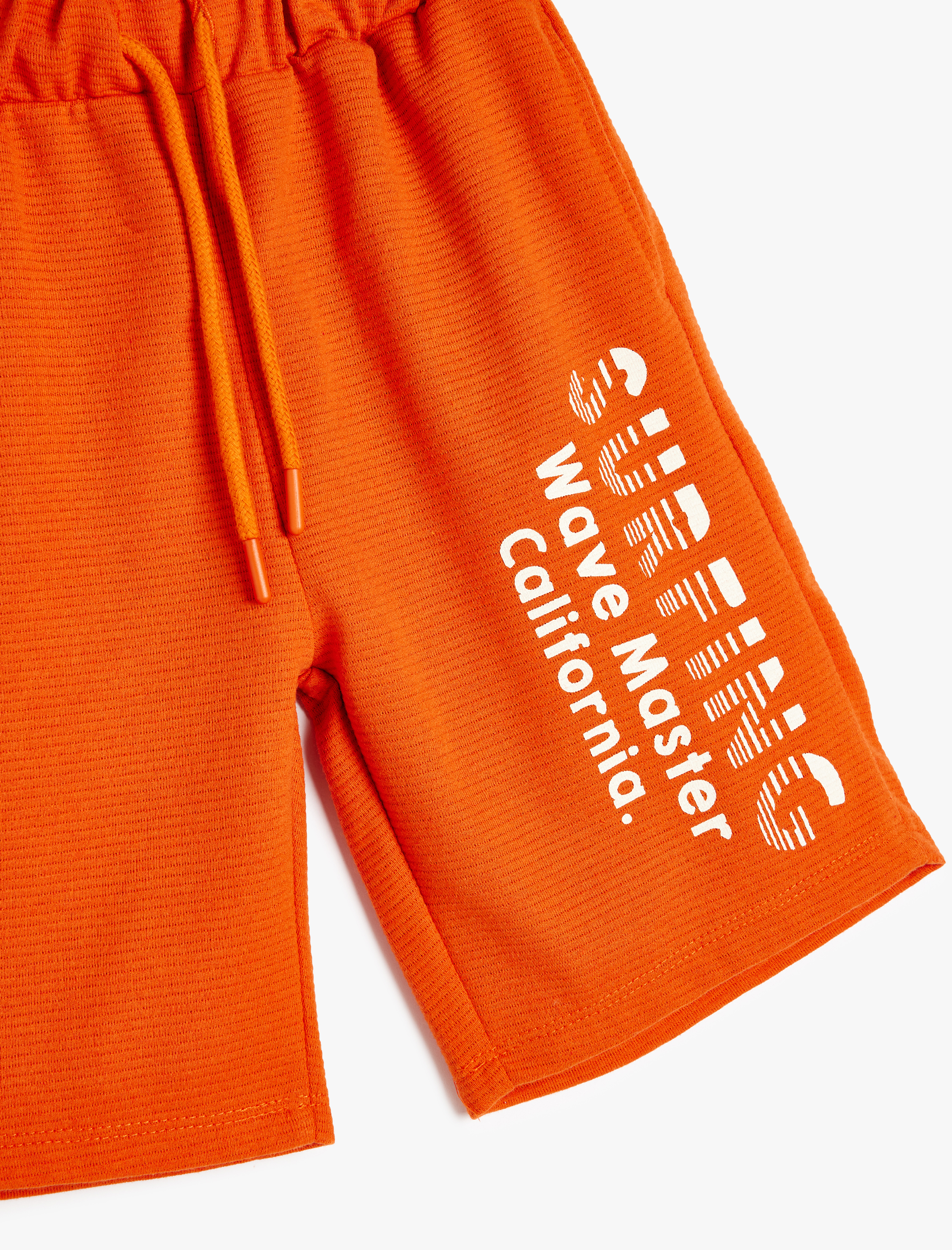  Erkek Çocuk Slogan Baskılı Şort Beli Bağlamalı Cep Detaylı