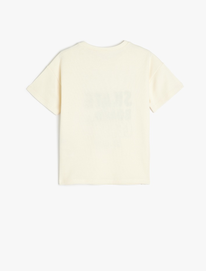 Erkek Çocuk Kaykay Baskılı Kısa Kollu Bisiklet Yaka Pamuklu Tişört