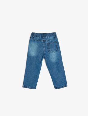 Beli Bağcıklı Pamuklu Denim Pantolon_1
