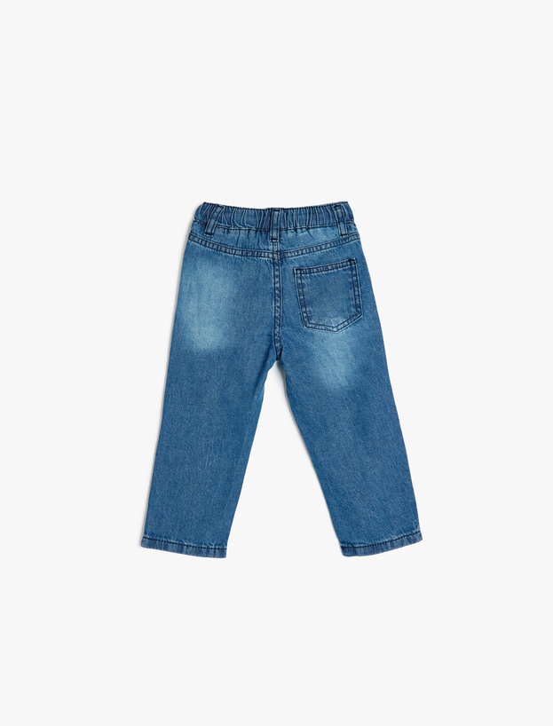 Beli Bağcıklı Pamuklu Denim Pantolon_1