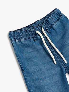 Beli Bağcıklı Pamuklu Denim Pantolon_2