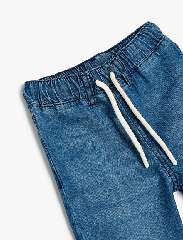 Beli Bağcıklı Pamuklu Denim Pantolon_2