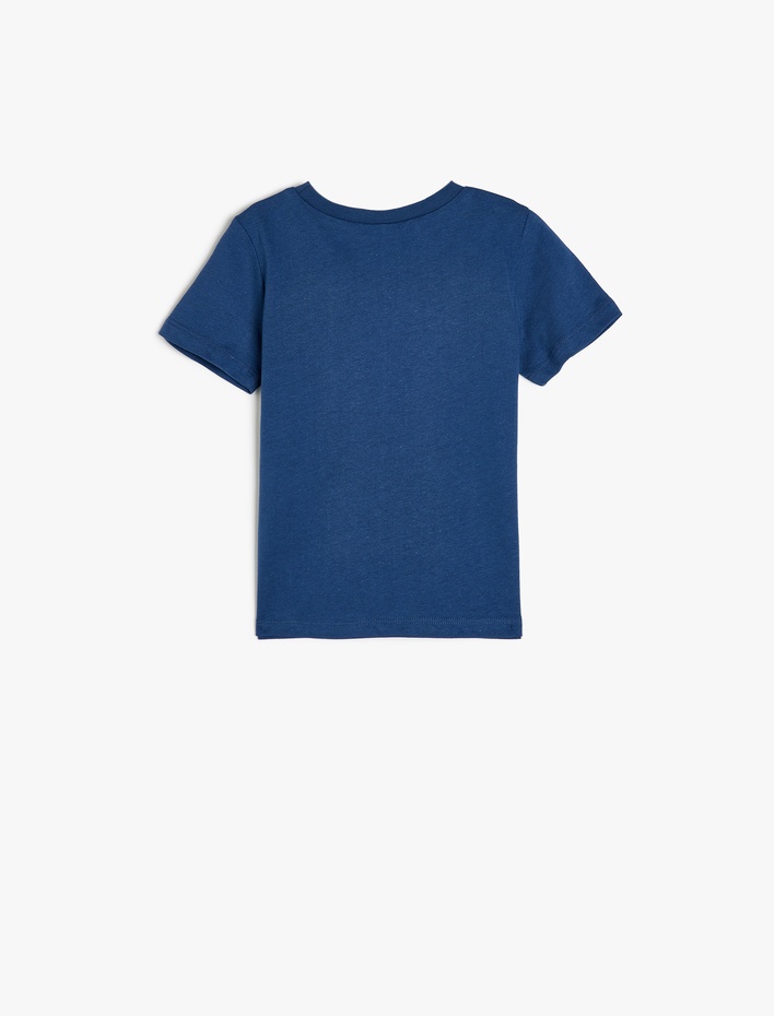 Erkek Bebek Baskı Detaylı Bisiklet Yaka Kısa Kollu Pamuklu Tişört