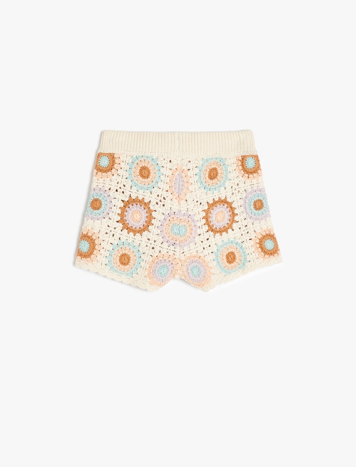 Kız Bebek Örgü Detaylı Pamuklu Triko Şort