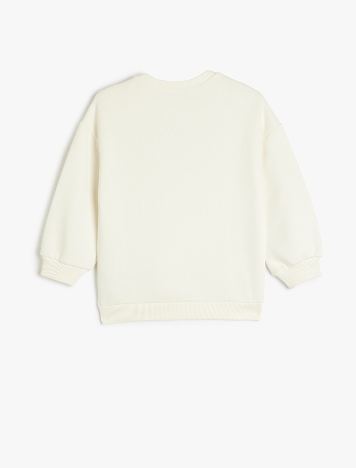 Kız Çocuk Panda Baskılı Uzun Kollu Bisiklet Yaka Şardonlu Sweatshirt