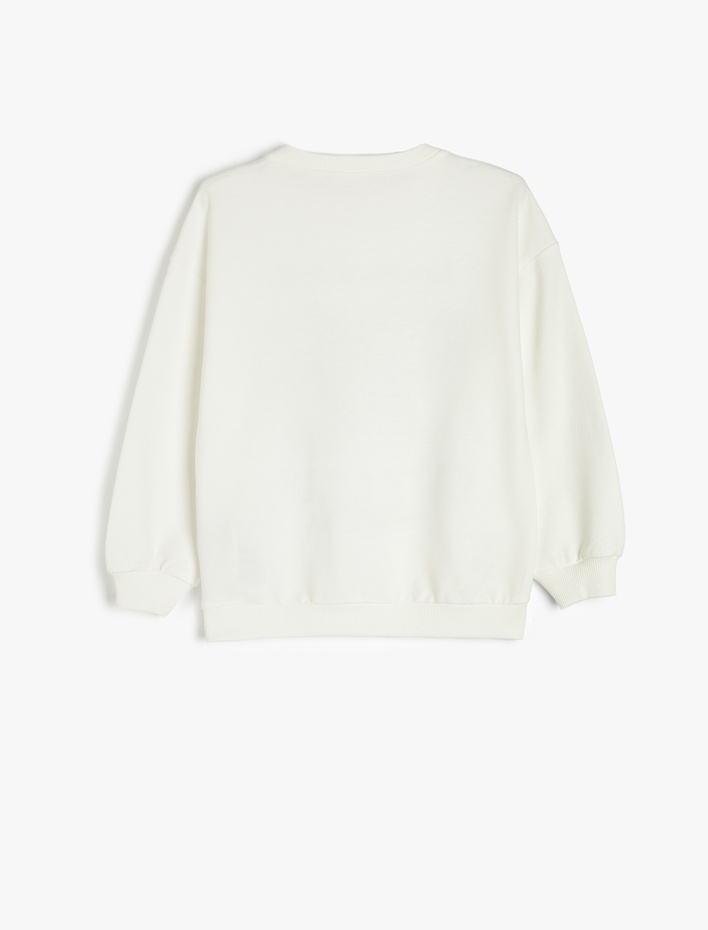 Kız Çocuk Kolej Baskılı Uzun Kollu Bisiklet Yaka Şardonlu Sweatshirt