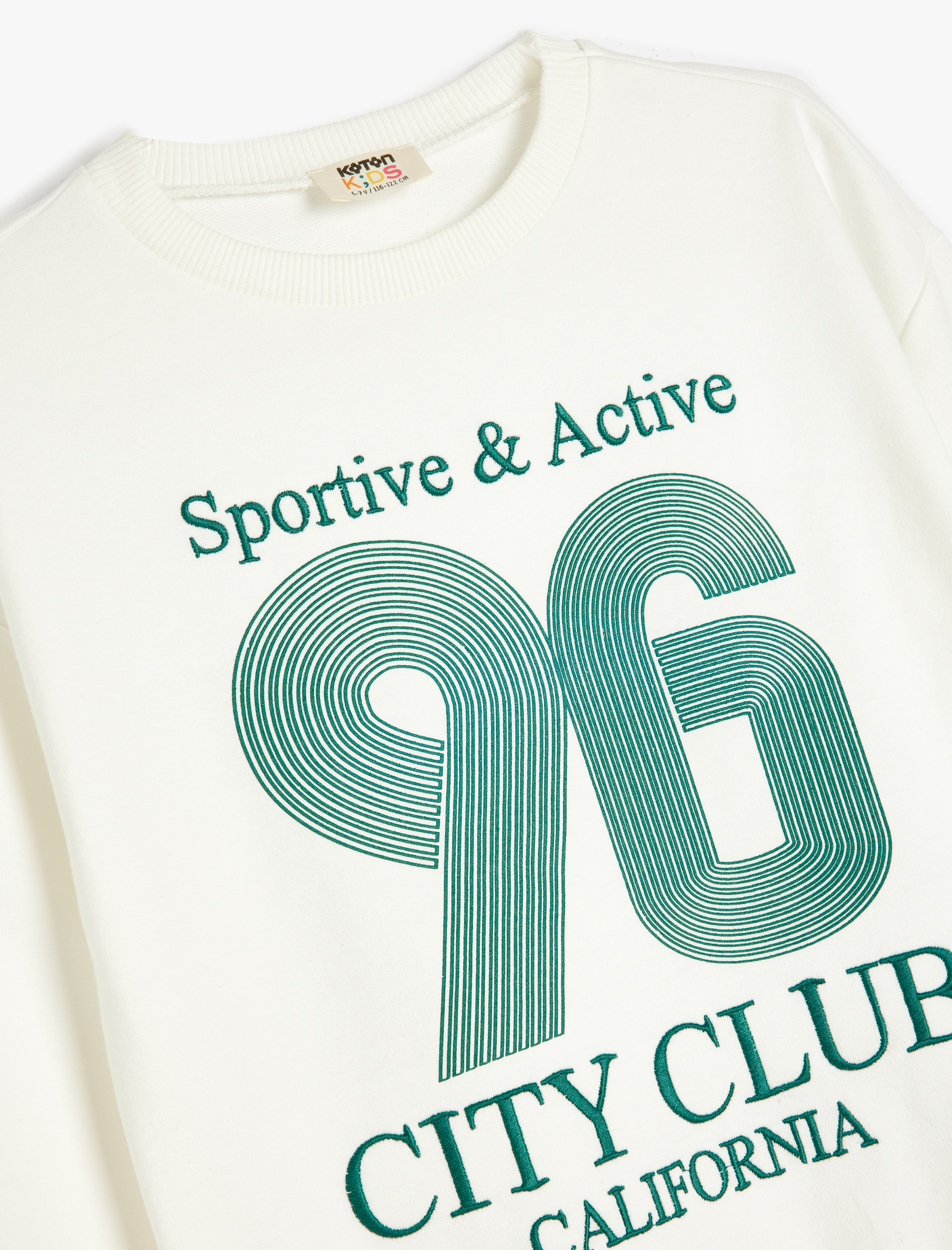  Kız Çocuk Kolej Baskılı Uzun Kollu Bisiklet Yaka Şardonlu Sweatshirt