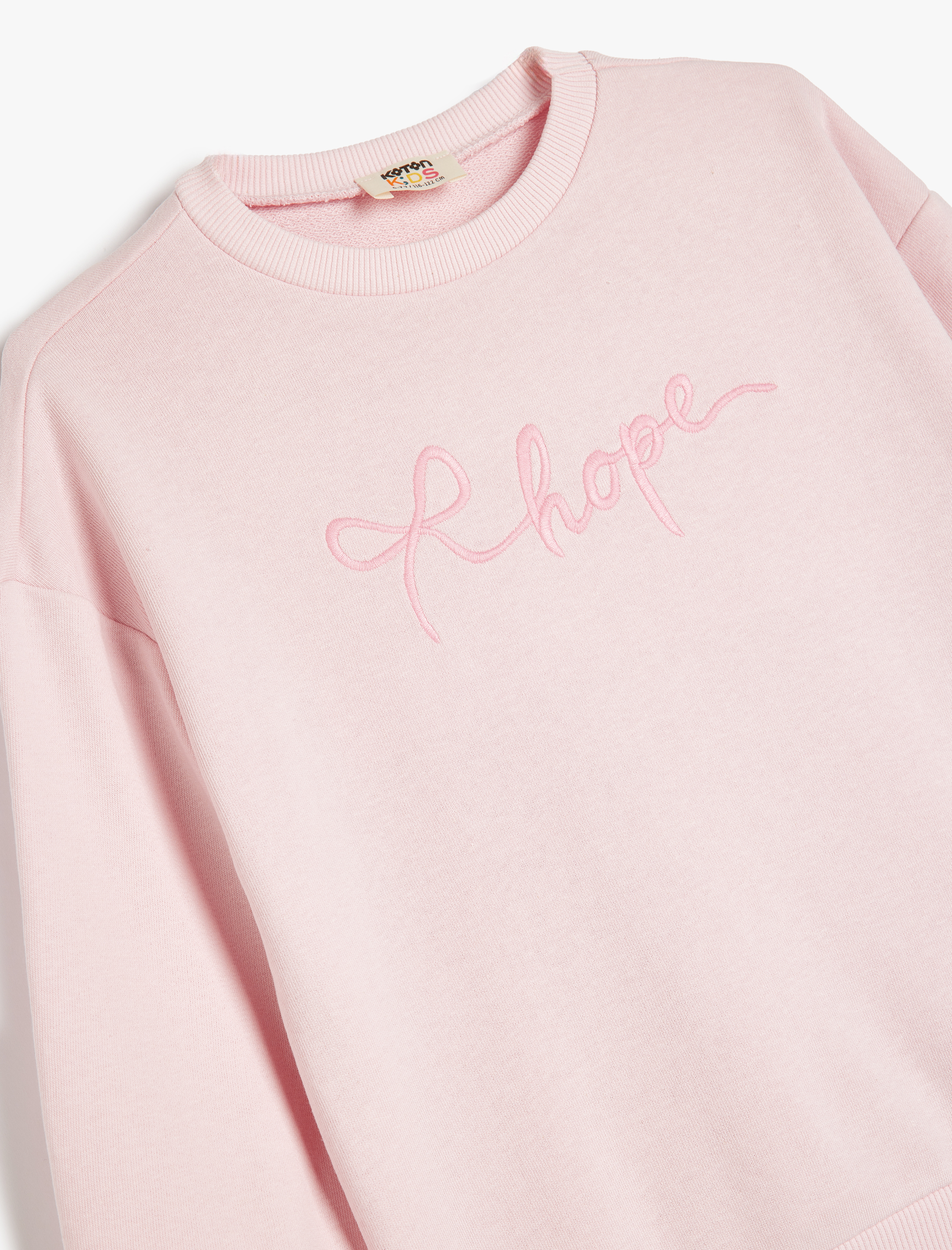  Kız Çocuk Baskı Detaylı Uzun Kollu Bisiklet Yaka Şardonlu Oversize Sweatshirt