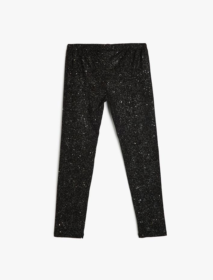 Kız Çocuk Sim Detaylı Beli Lastikli Pamuklu Tayt