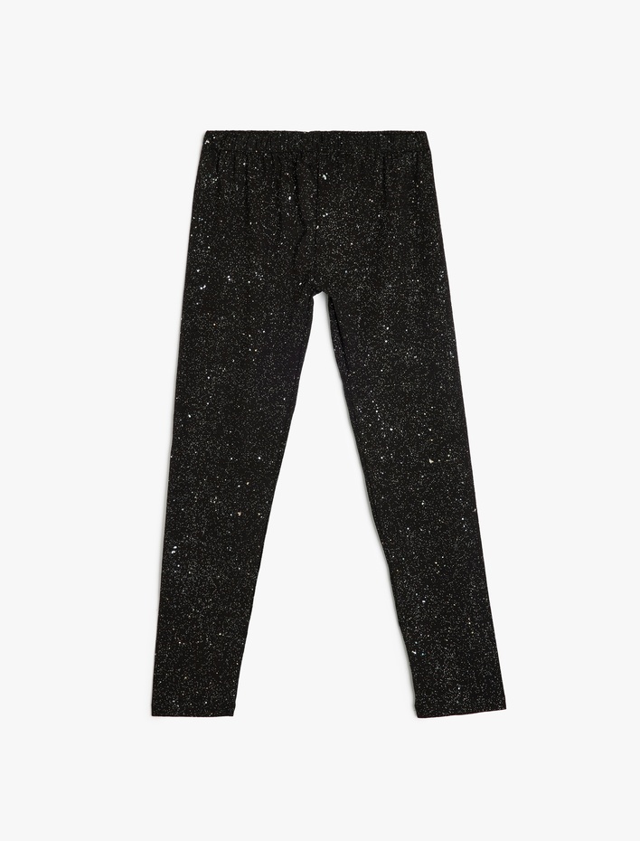 Kız Çocuk Sim Detaylı Beli Lastikli Pamuklu Tayt