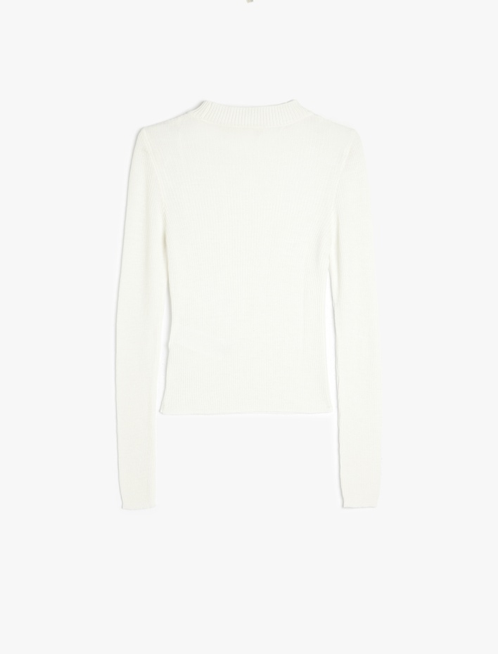  Hafif Dik Yaka Uzun Kollu Basic Triko Kazak