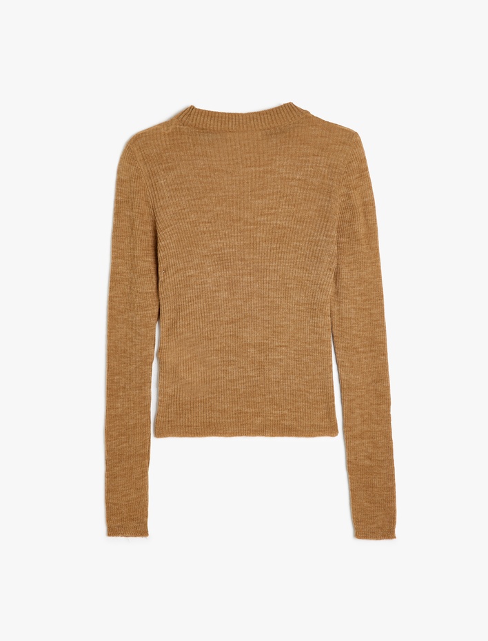  Hafif Dik Yaka Uzun Kollu Basic Triko Kazak