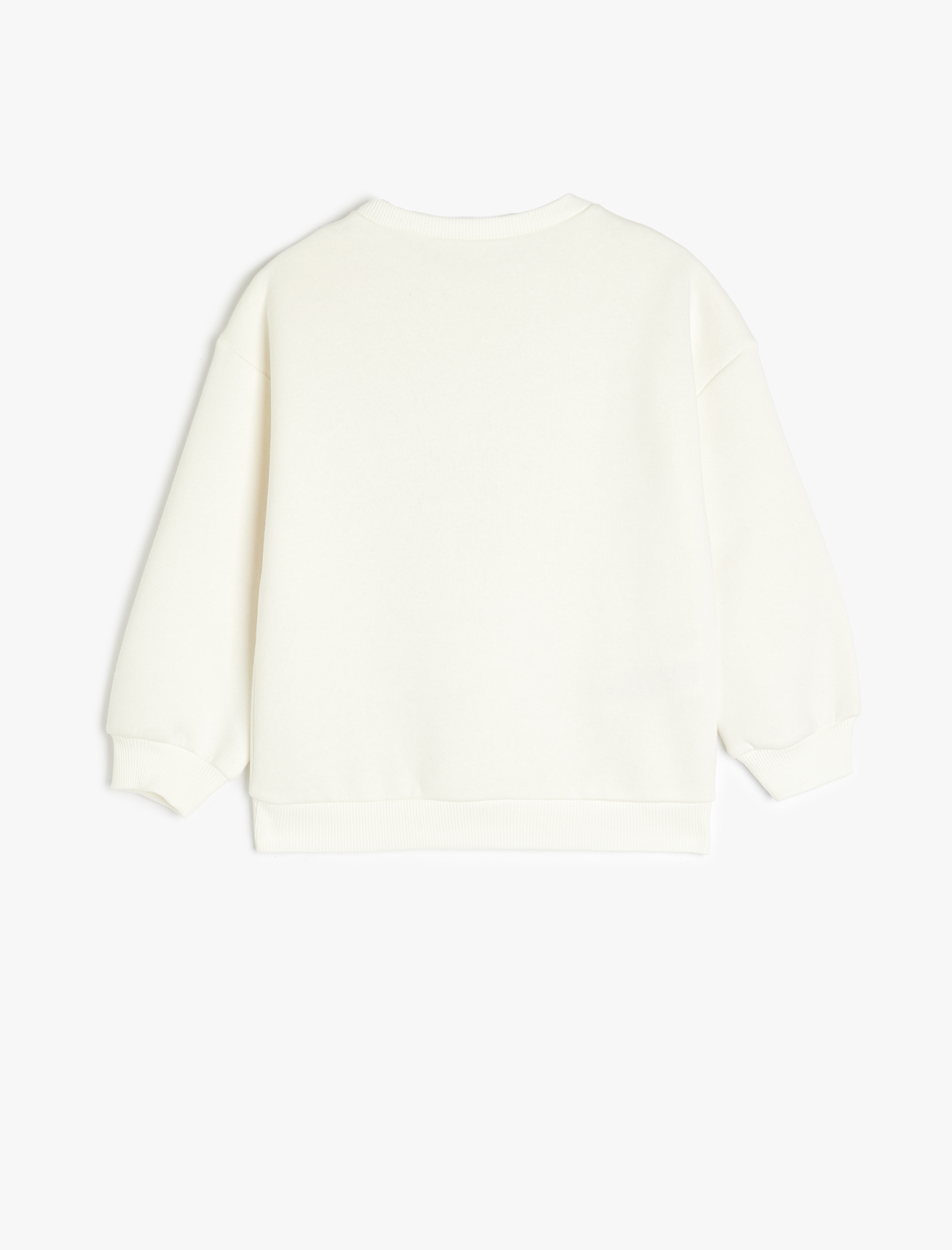  Kız Çocuk Slogan Baskılı Bisiklet Yaka Uzun Kollu Şardonlu Sweatshirt