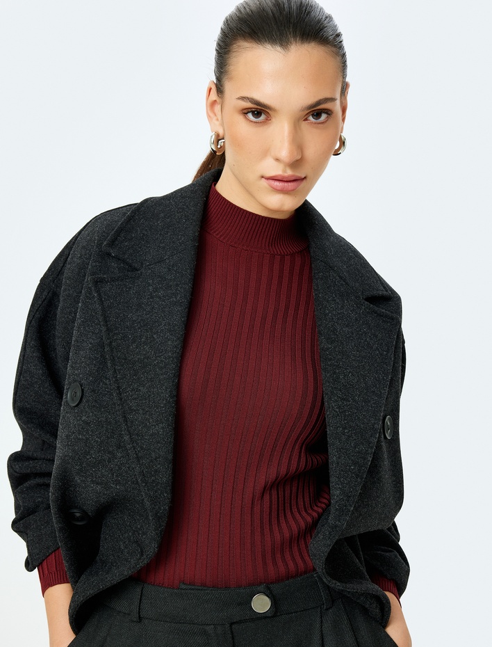  Cepli Kemer Detaylı Kruvaze Uzun Kaban