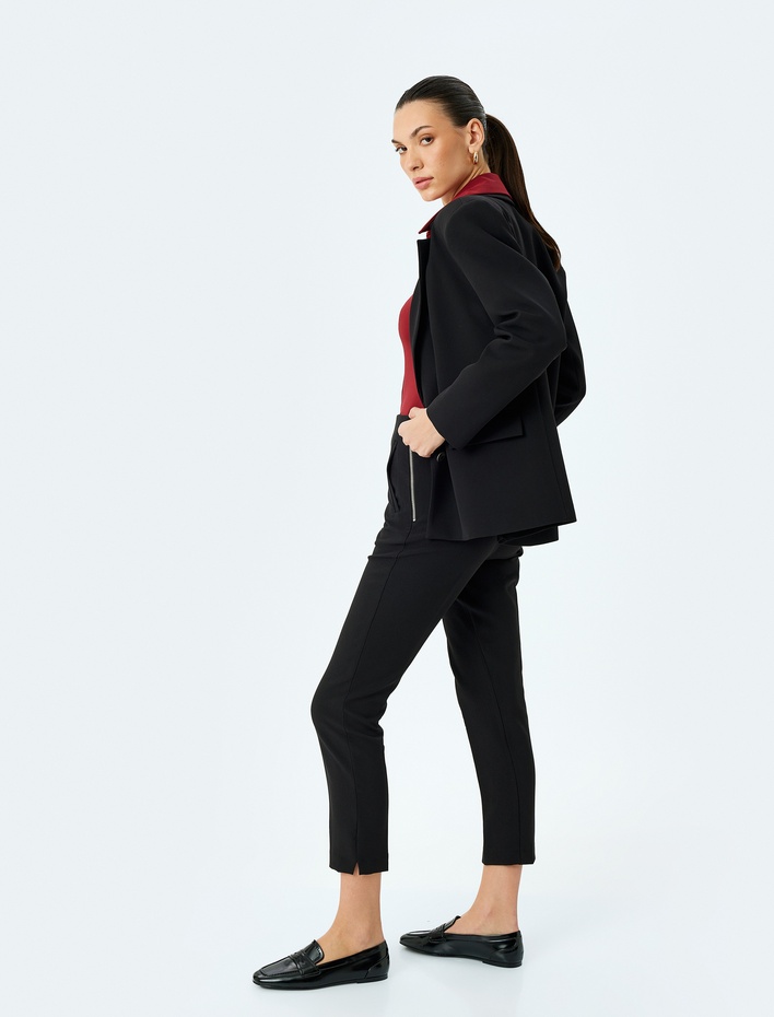  Yüksek Bel Cepli Dar Kesim Cigarette Pantolon