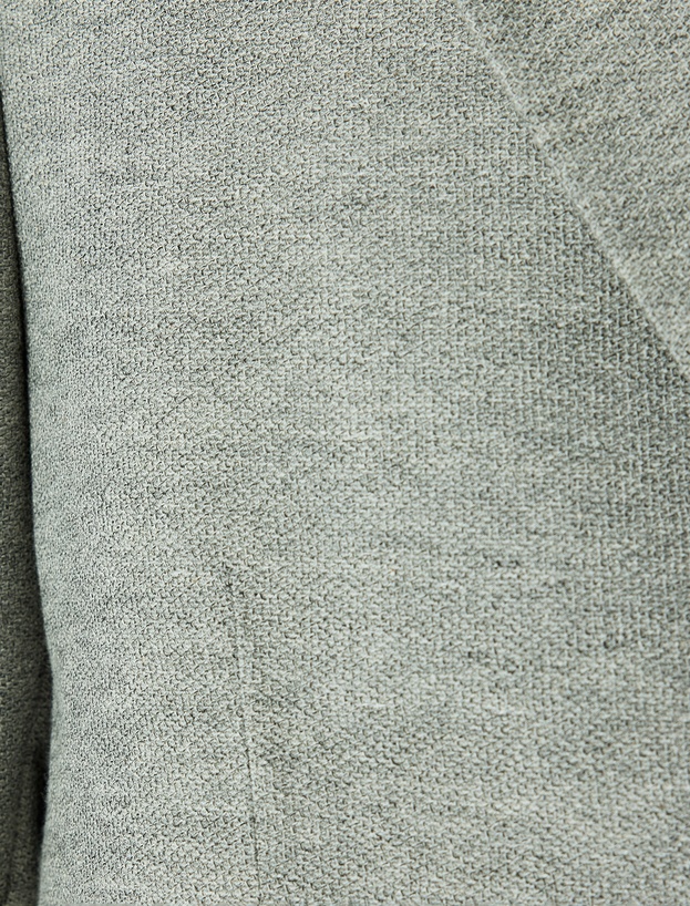 Slim Fit Düğmeli Pamuk Karışımlı Mono Yaka Klasik Blazer Ceket_5