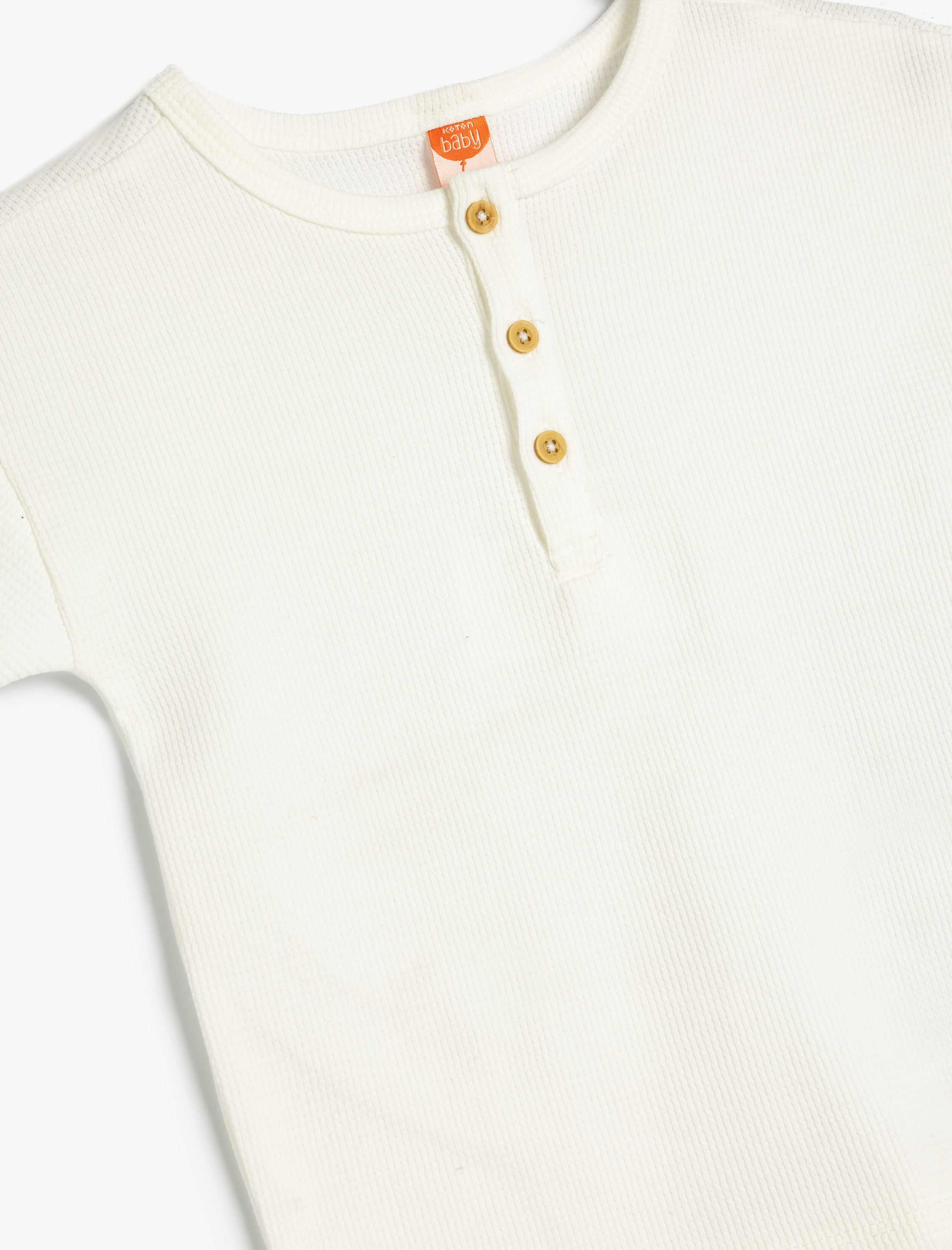  Erkek Bebek Düğme Detaylı Kısa Kollu Pamuklu Bisiklet Yaka Basic Tişört