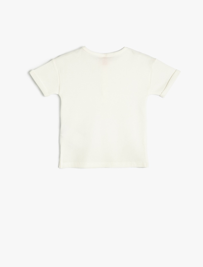 Erkek Bebek Düğme Detaylı Kısa Kollu Pamuklu Bisiklet Yaka Basic Tişört