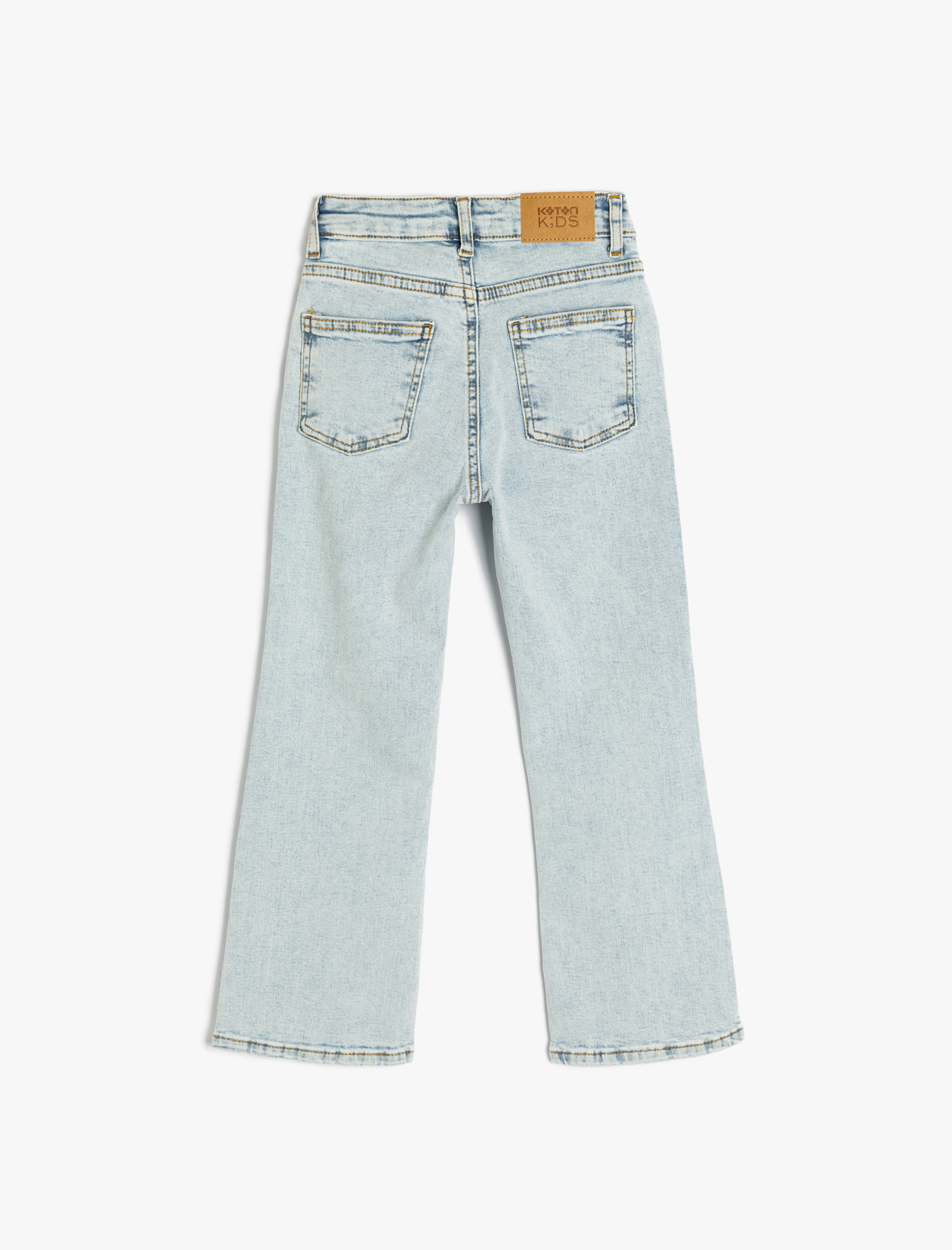  Kız Çocuk Slim Fit İspanyol Paça Cepli Jean Pantolon