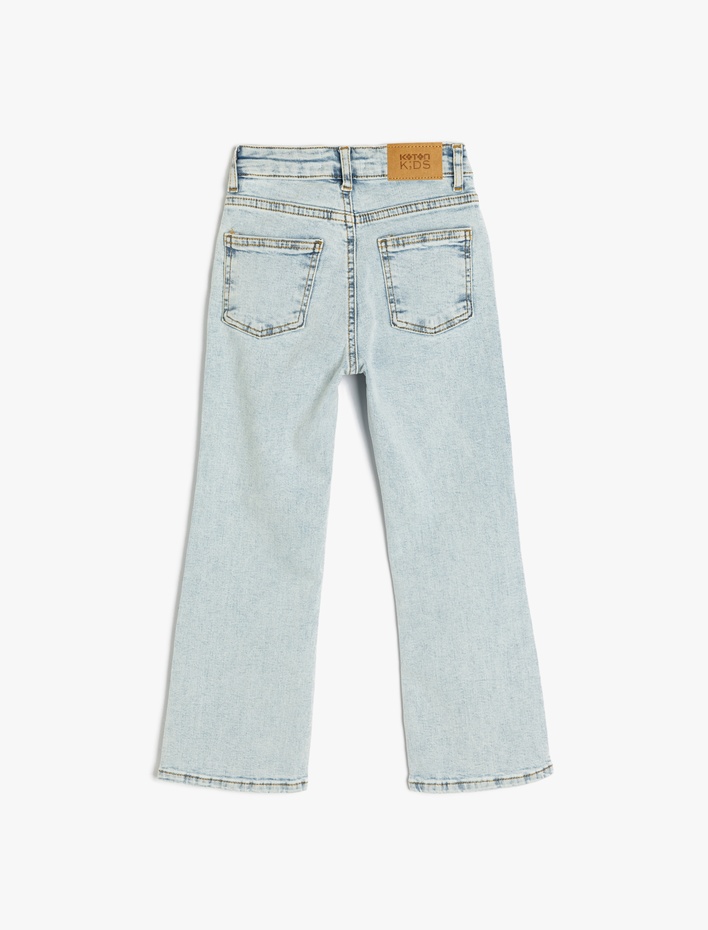 Kız Çocuk Slim Fit İspanyol Paça Cepli Jean Pantolon