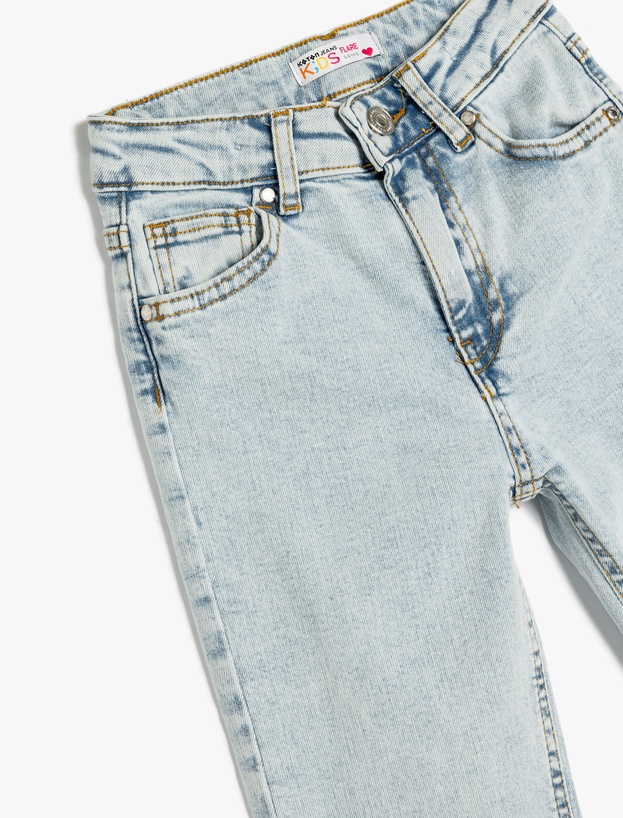 Slim Fit İspanyol Paça Cepli Jean Pantolon_2