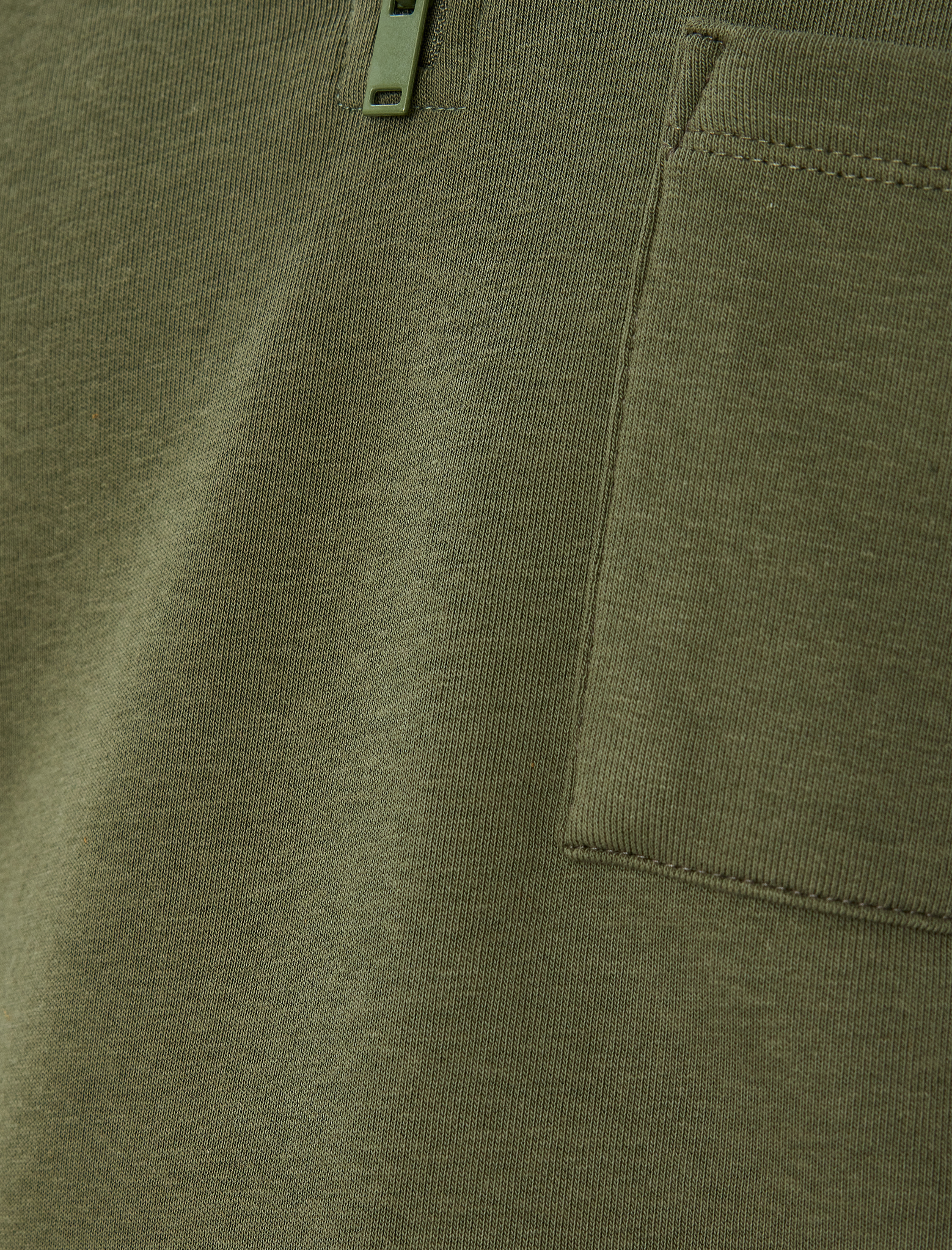   Uzun Kollu Cep Detaylı Basic Şardonlu Yarım Fermuarlı Polo Yaka Sweatshirt