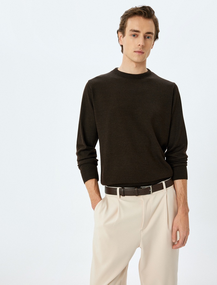  Bisiklet Yaka Uzun Kollu Basic Triko Kazak