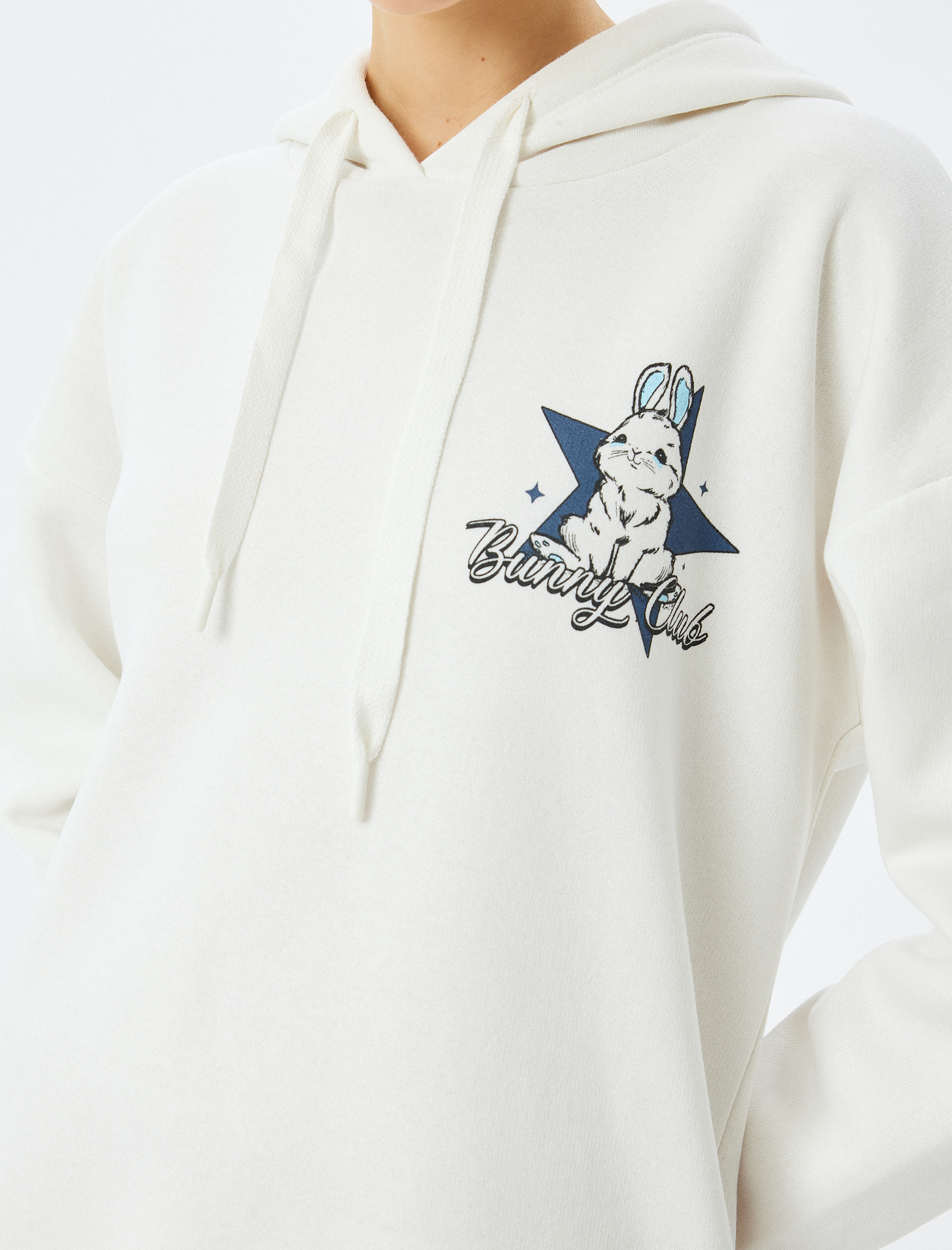   Şardonlu Arkası Baskılı Kapüşonlu Oversize Sweatshirt