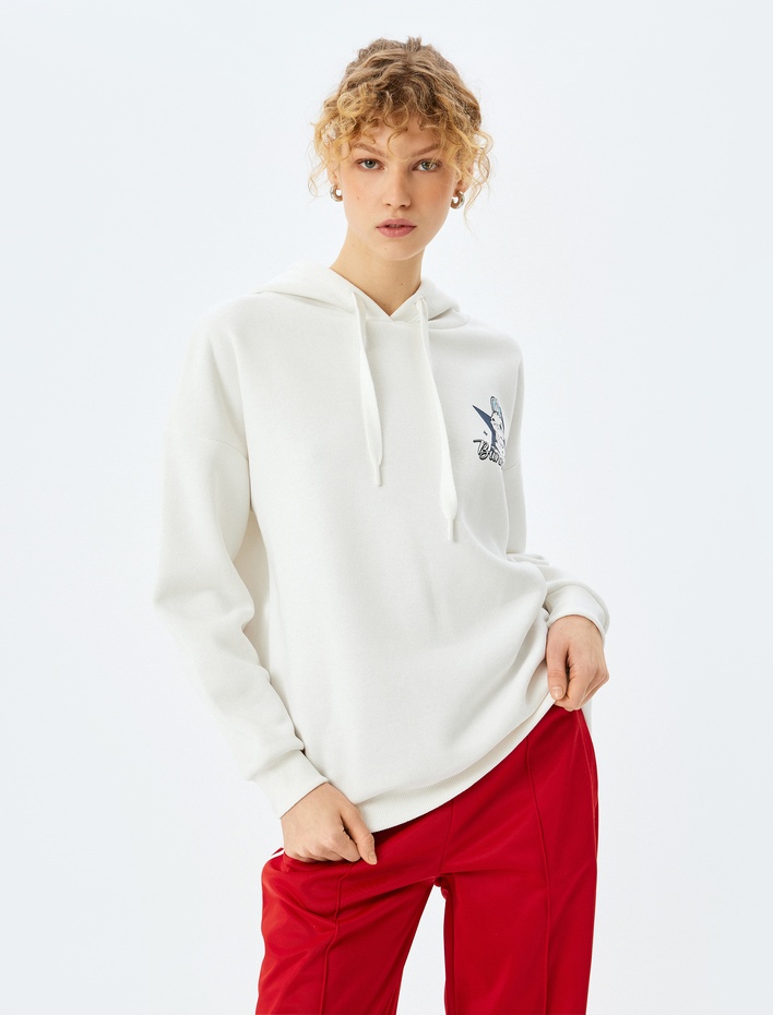  Şardonlu Arkası Baskılı Kapüşonlu Oversize Sweatshirt