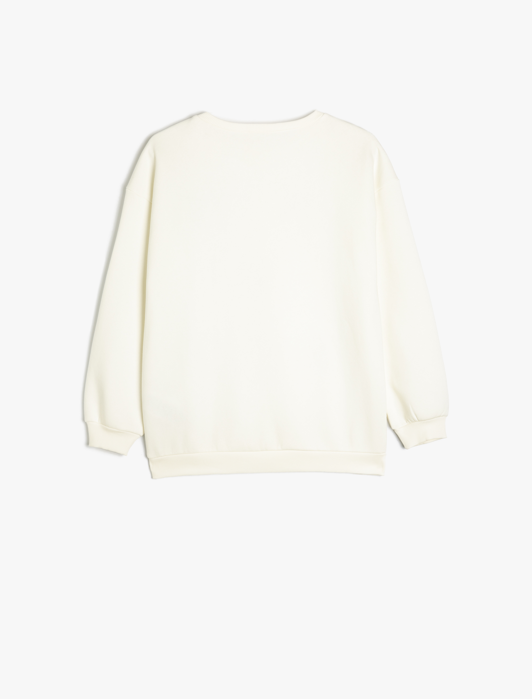  Kız Çocuk Fiyonk Desenli Uzun Kollu Bisiklet Yaka Şardonlu Sweatshirt