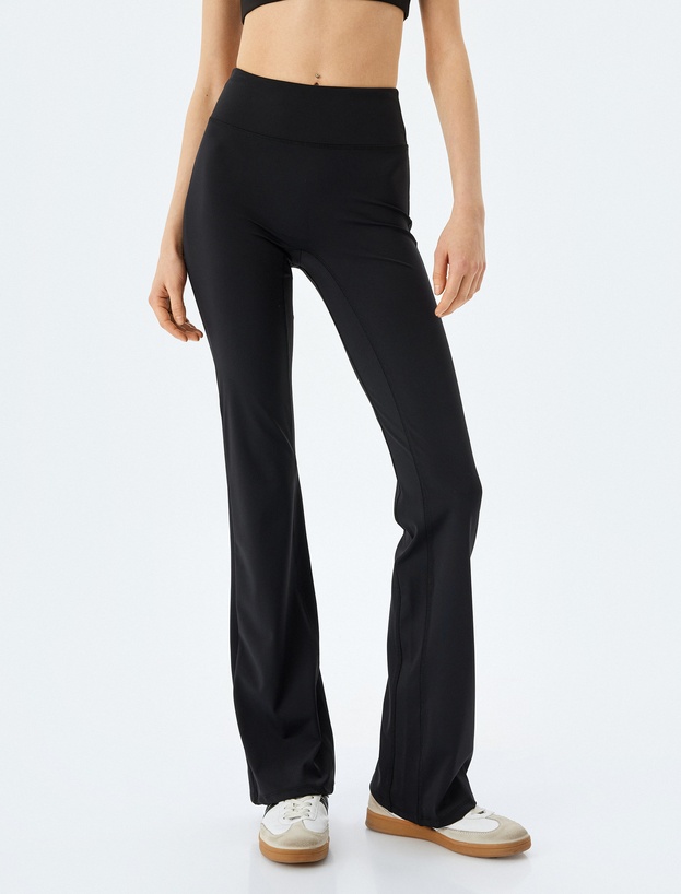 Yüksek Bel İspanyol Paça Slim Fit Spor Tayt_2