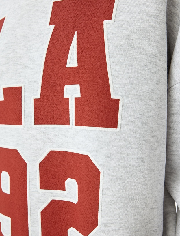 Oversize Kolej Baskılı Polo Yaka Sweatshirt_5