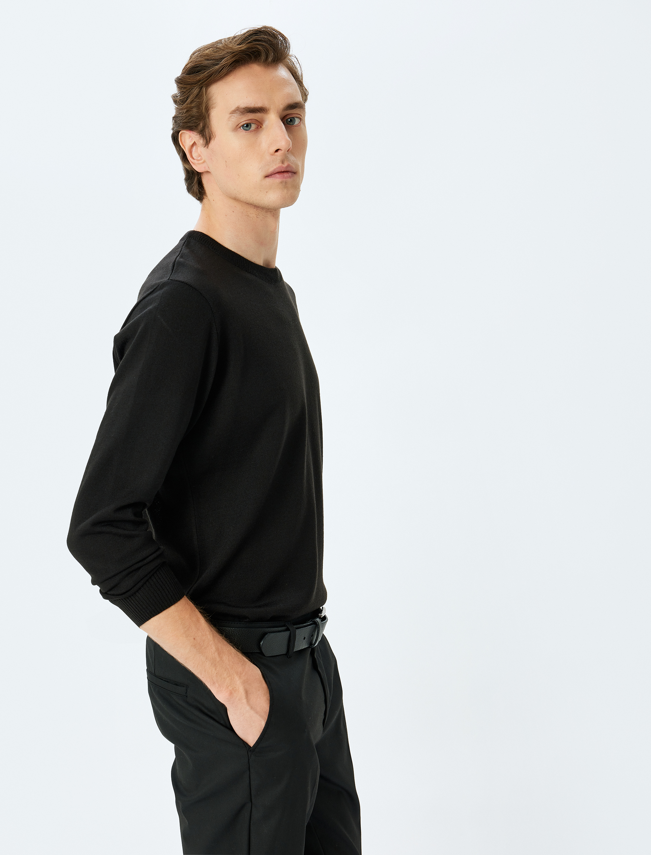 Bisiklet Yaka Uzun Kollu Basic Triko Kazak