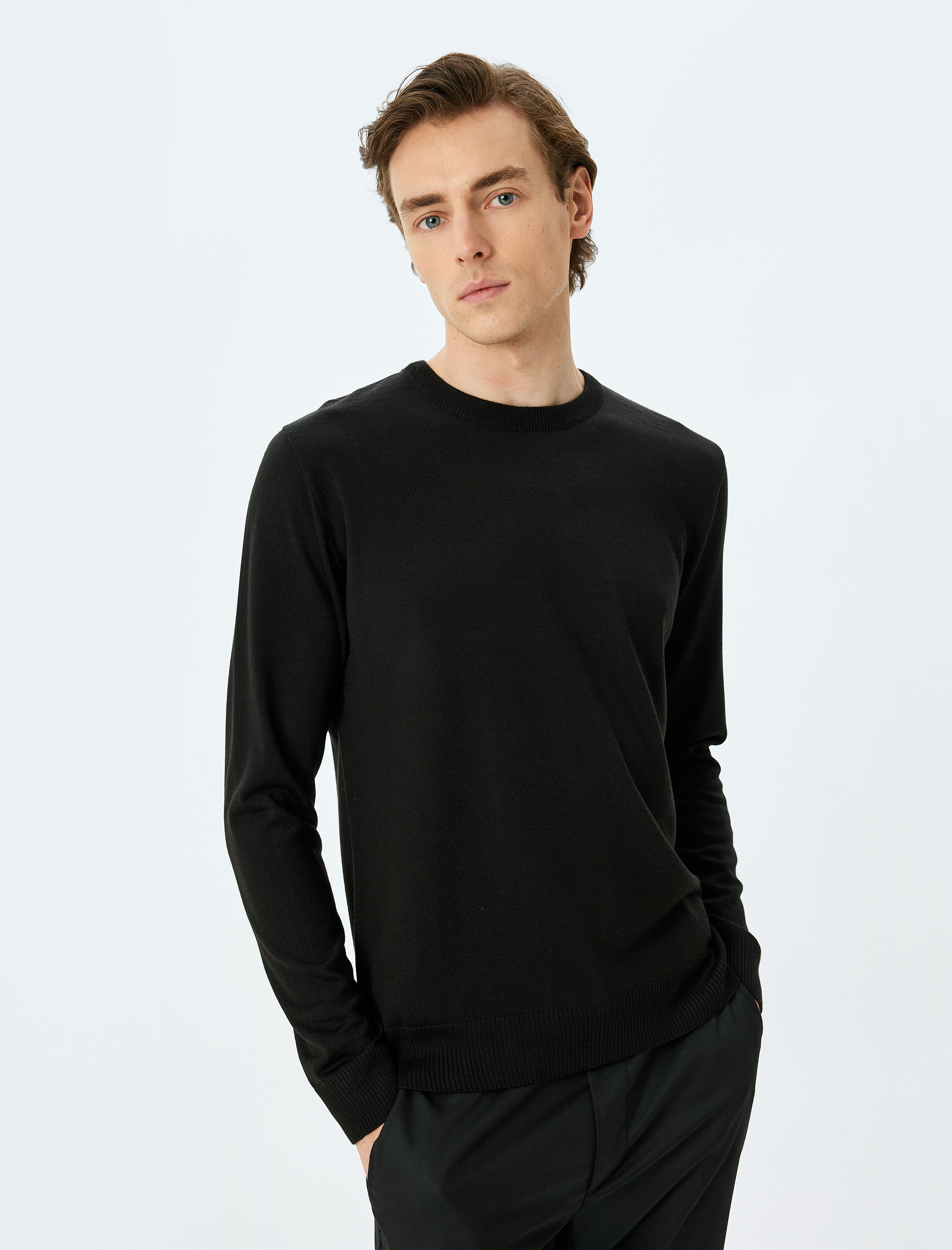 Bisiklet Yaka Uzun Kollu Basic Triko Kazak