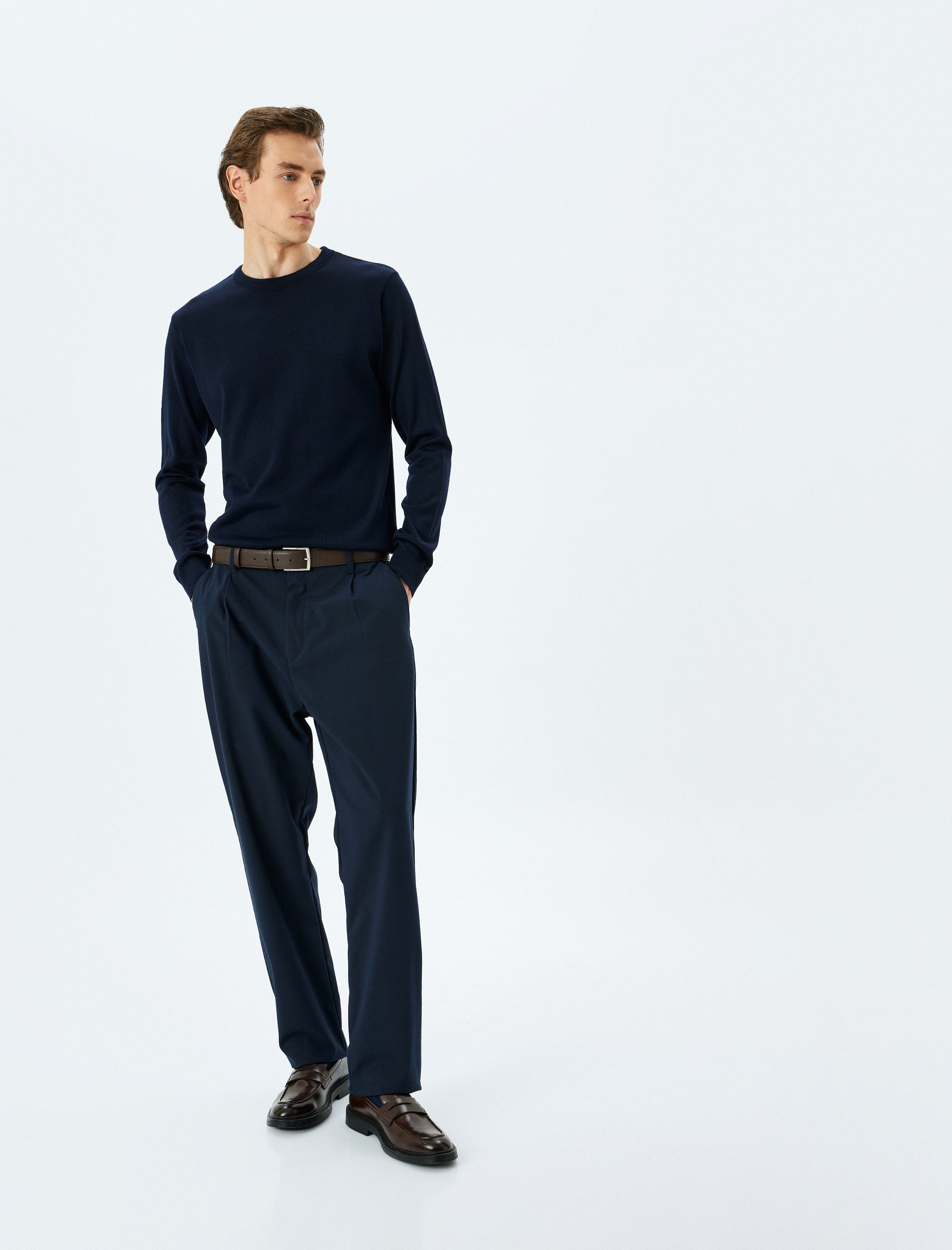 Bisiklet Yaka Uzun Kollu Basic Triko Kazak