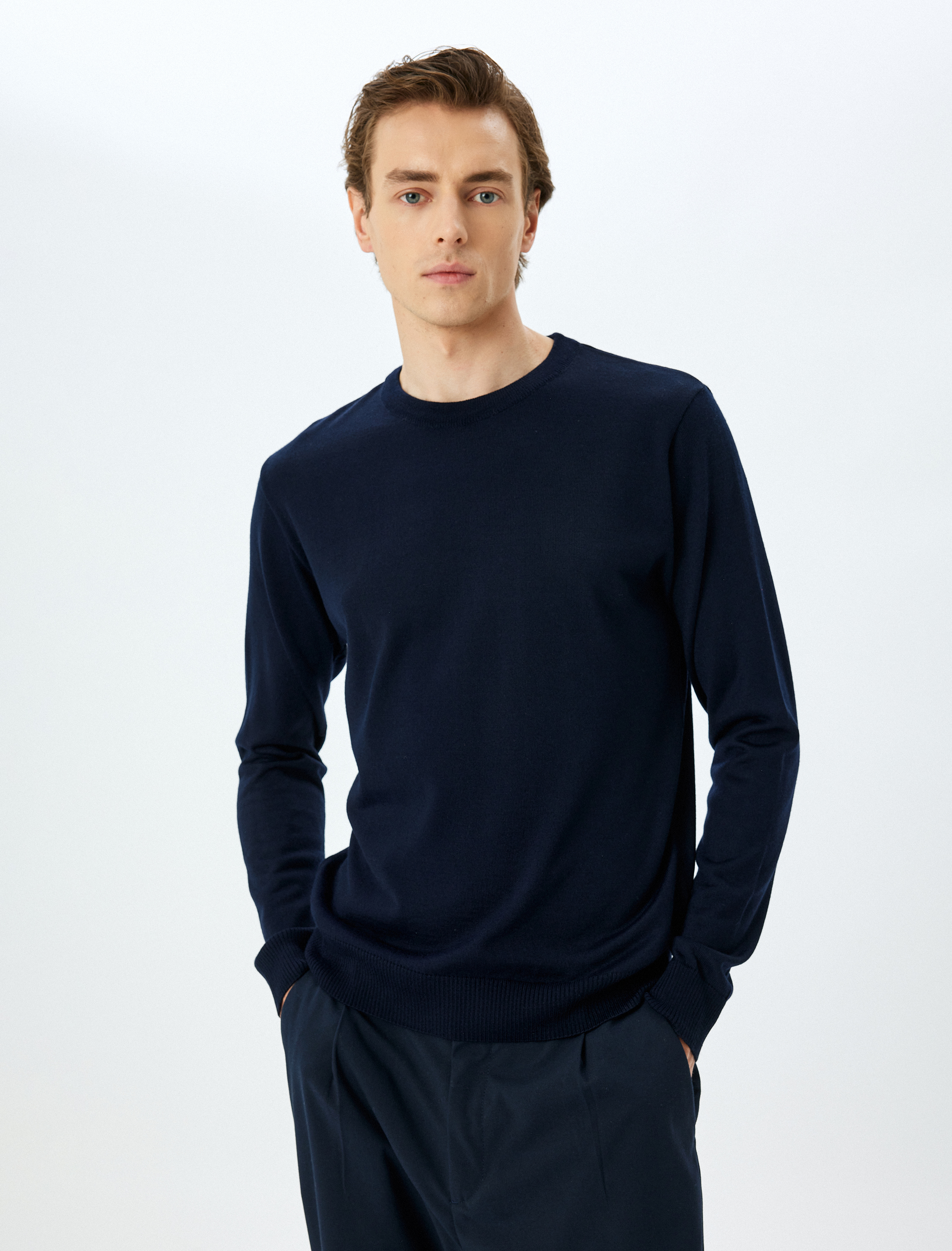 Bisiklet Yaka Uzun Kollu Basic Triko Kazak