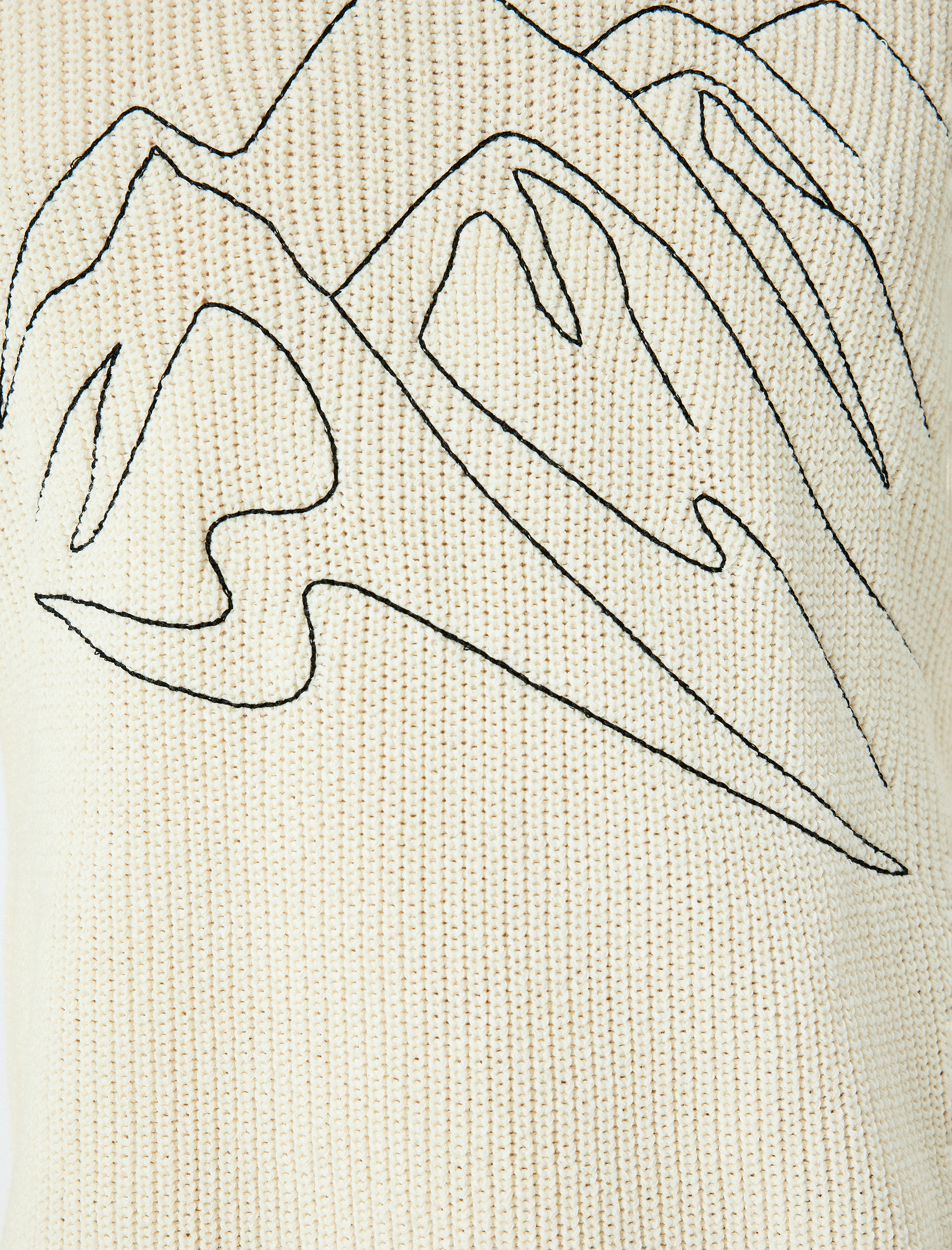   Bisiklet Yaka Uzun Kollu Pamuk Karışımlı İşlemeli Kışlık Triko Kazak