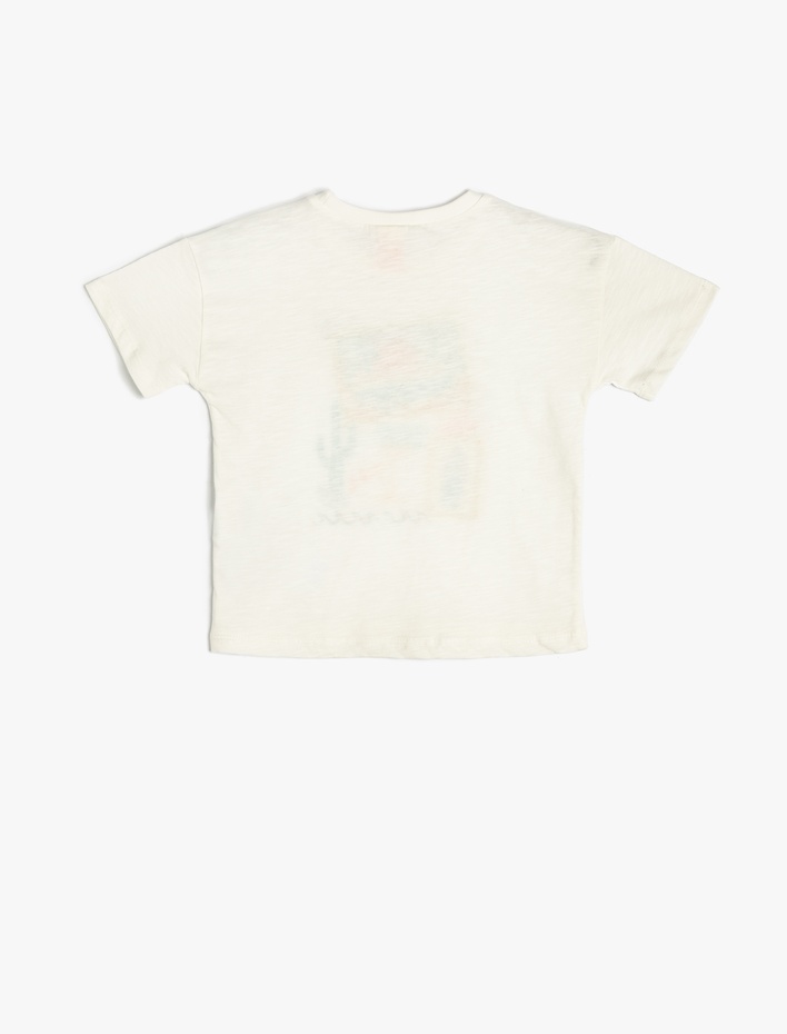 Erkek Bebek Yaz Temalı Baskı Detaylı Pamuklu Kısa Kollu Tişört