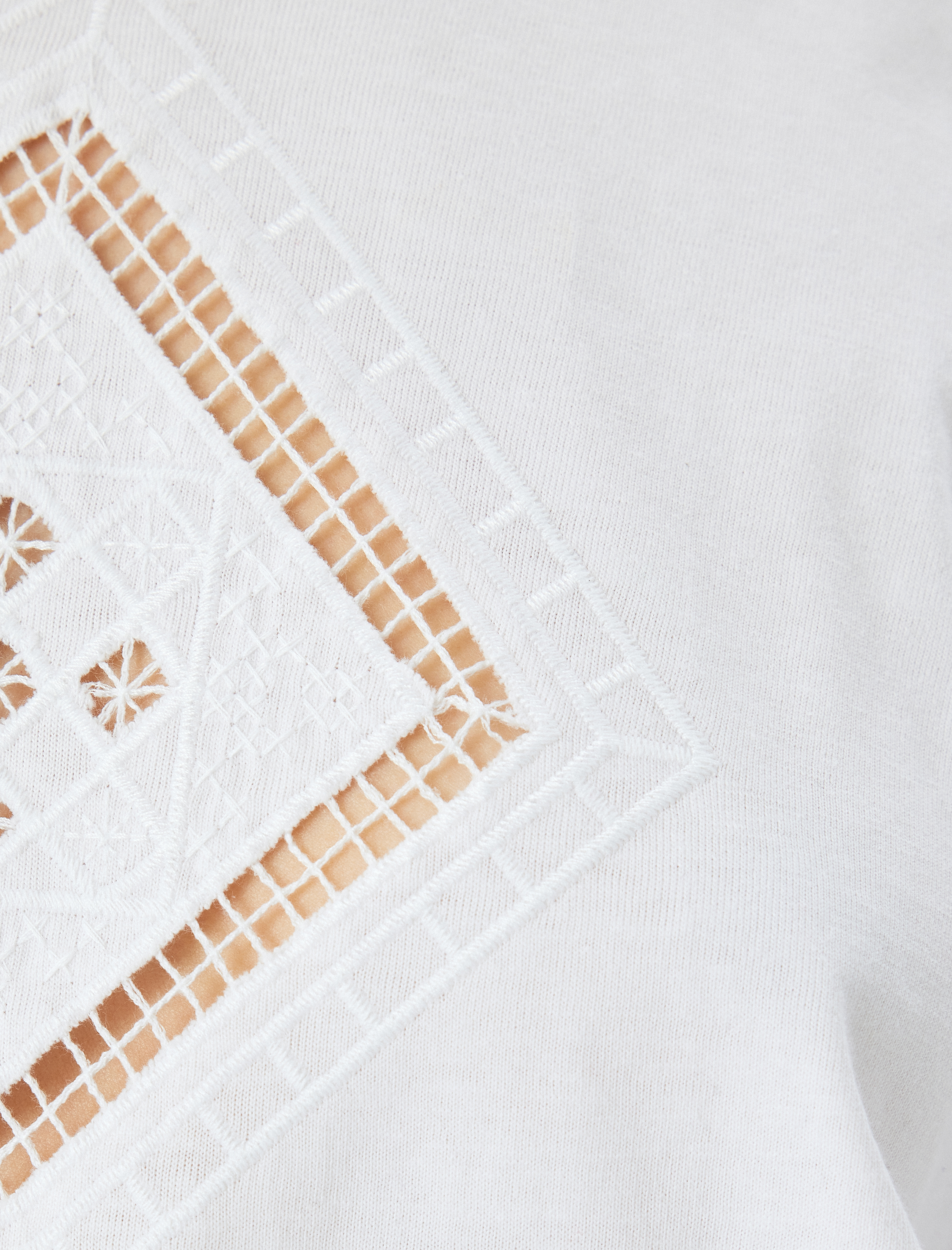   Nakış Detaylı Kısa Kollu Bisiklet Yaka Crop Tişört