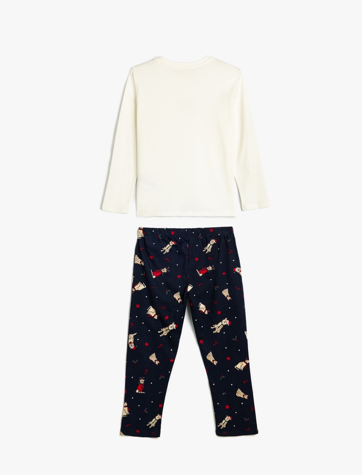 Erkek Çocuk Kedi ve Köpek Baskı Detaylı Uzun Kollu Pamuklu Pijama Takımı