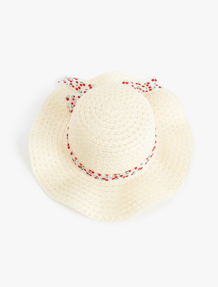 Kız Çocuk Tül Detaylı Kız Çocuk Hasır Şapka