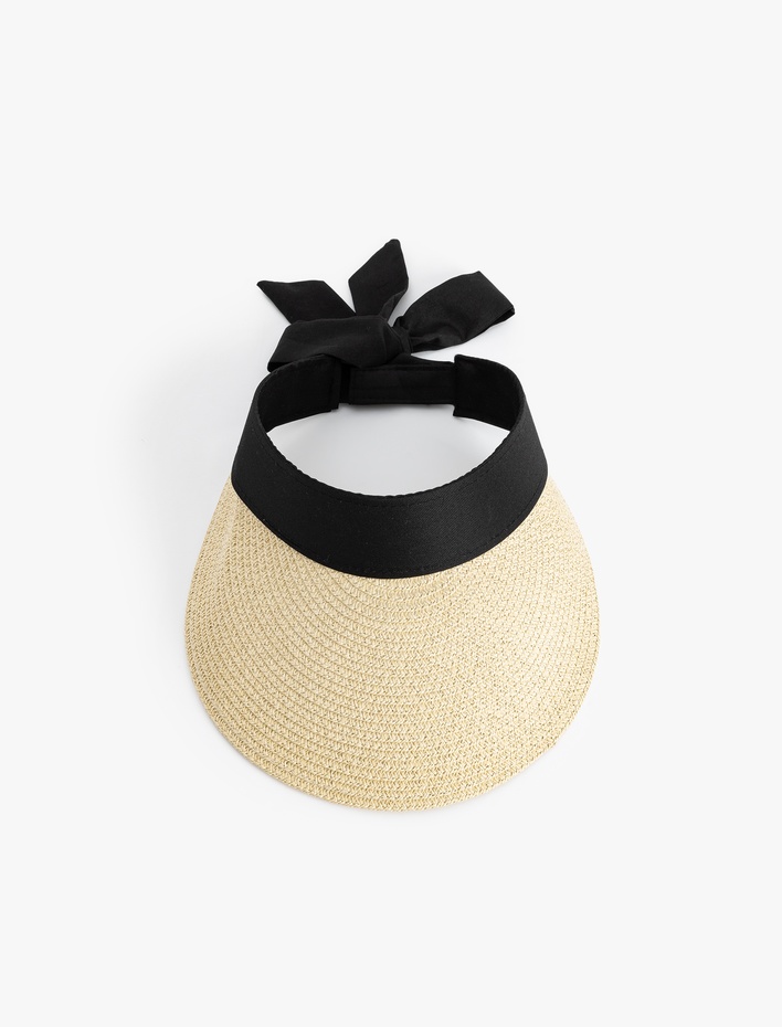 Kadın Hasır Vizör Şapka Fiyonk Detaylı