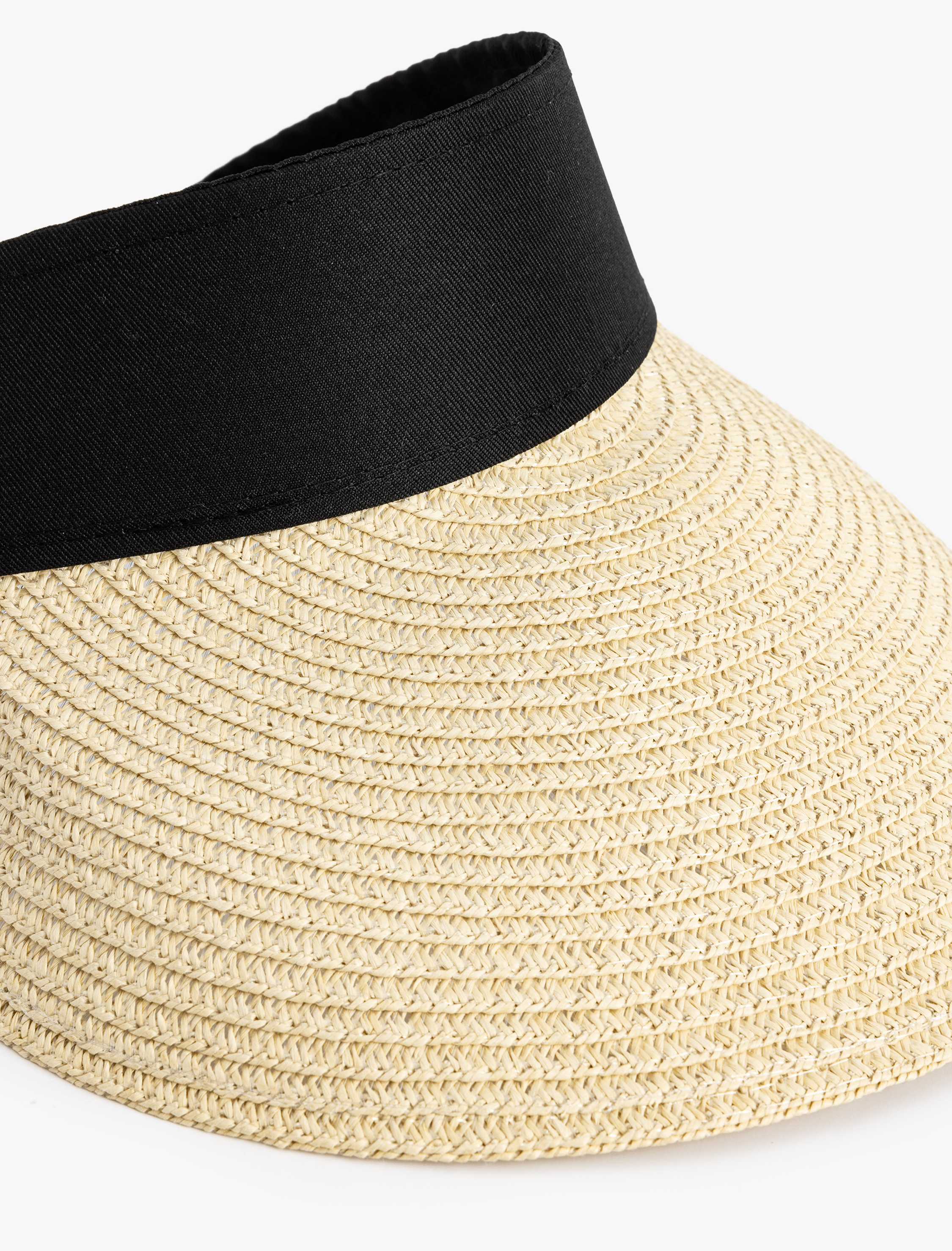  Kadın Hasır Vizör Şapka Fiyonk Detaylı