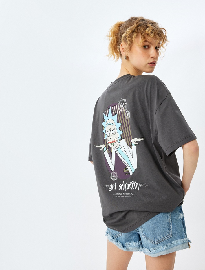  Rick And Morty Lisanslı Arkası Baskılı Oversize Tişört