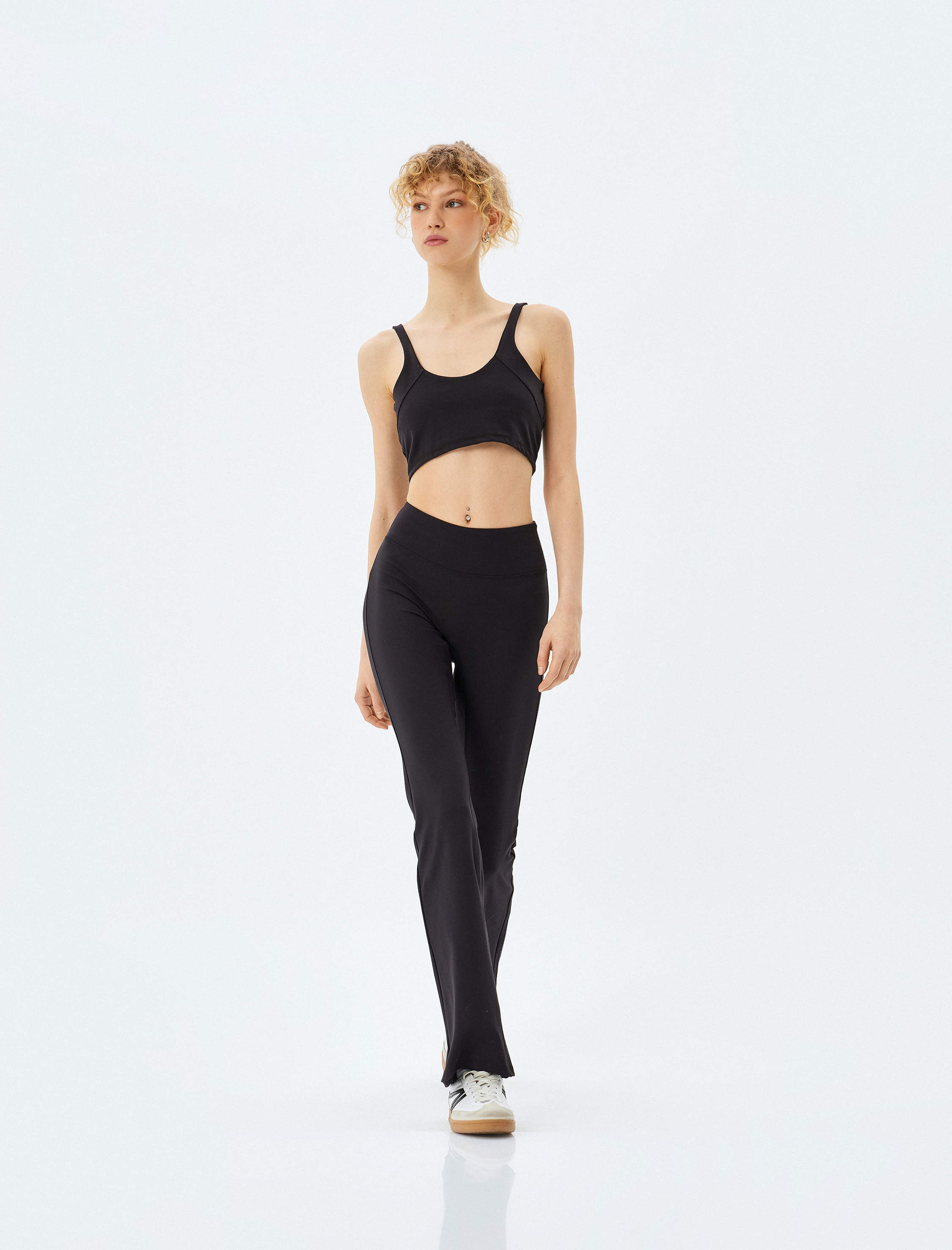   Yüksek Bel Dikiş Detaylı İspanyol Paça Spor Tayt