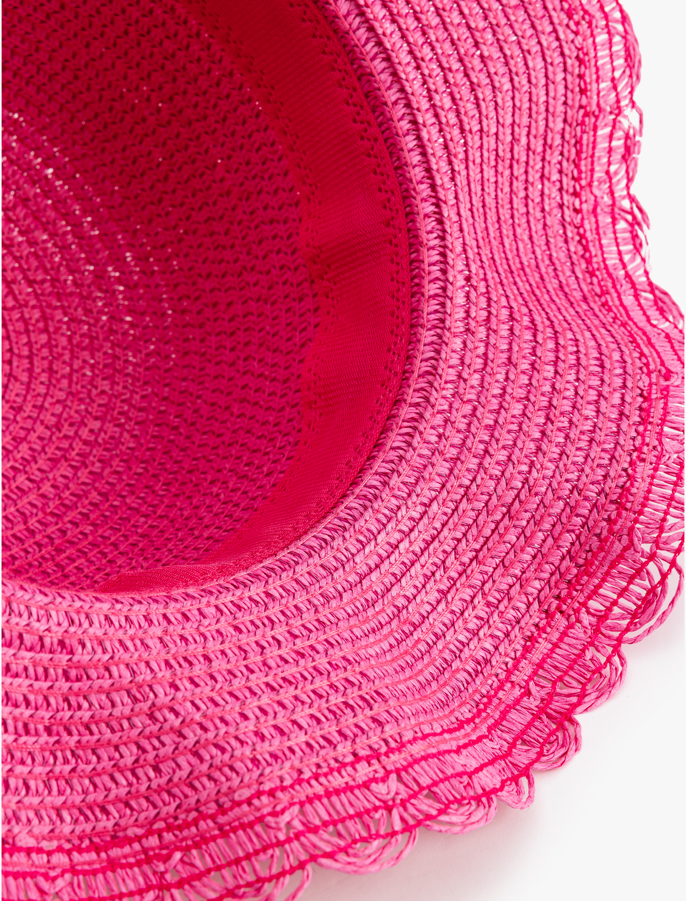  Kız Çocuk Şerit Detaylı Hasır Şapka