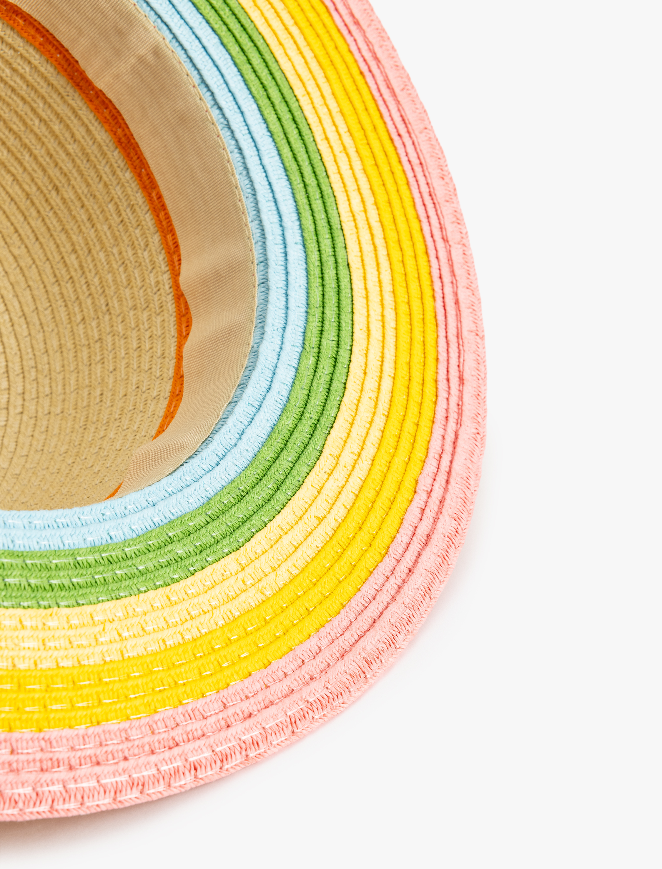  Kız Çocuk Çizgi Detaylı Hasır Şapka